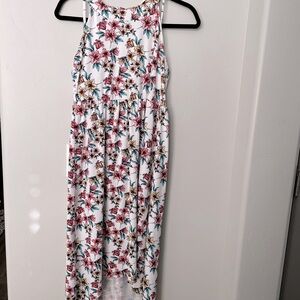 Girls Paper Doll High Low Floral Sleeveless Dress